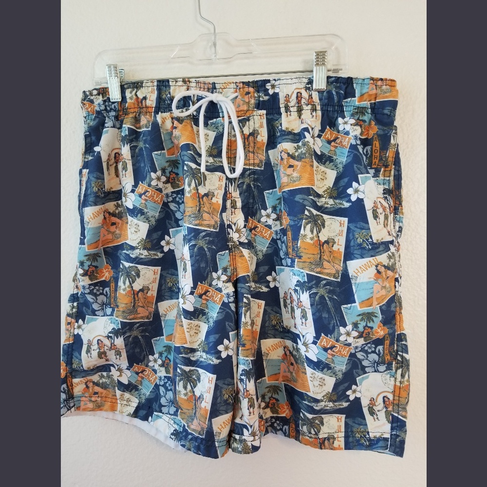 Margaritaville Hawaiian Hula Girl Swim Trunks Lg